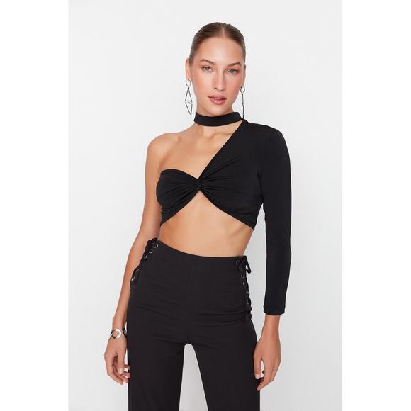 NWT Trendyol Fitted Asymmetrical Collar Knit Bustier - Picture 4 of 11